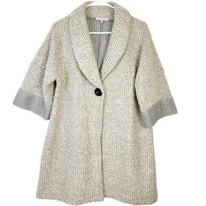 Avalin Knitwear Wool Sweater Swing Jacket Women Medium Gray Cardigan Peacoat 10